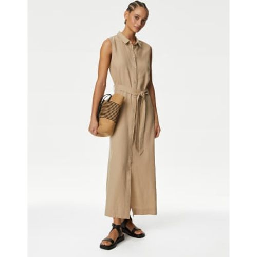 Womens Linen Rich Button Through Midi Shirt Dress - - M&S Collection - Modalova