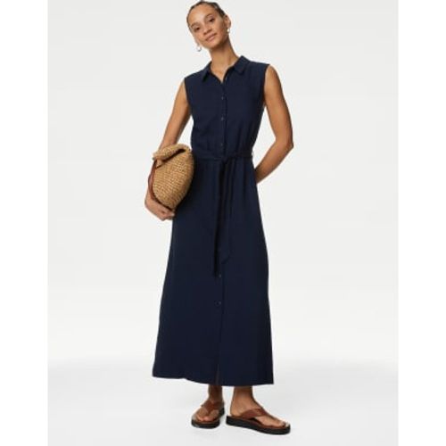 Womens Linen Rich Button Through Midi Shirt Dress - - M&S Collection - Modalova