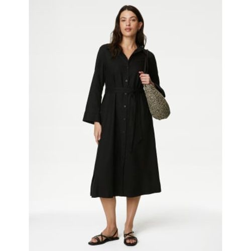 Womens Linen Rich Belted Relaxed Midaxi Shirt Dress - - M&S Collection - Modalova