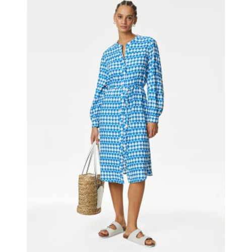 Womens Linen Rich Printed Midi Shirt Dress - - M&S Collection - Modalova