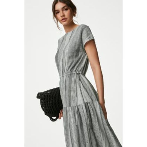 Womens Linen Rich Striped Midi Shift Dress - - M&S Collection - Modalova