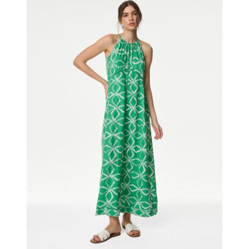 Womens Linen Rich Printed Halter Neck Maxi Dress - - M&S Collection - Modalova