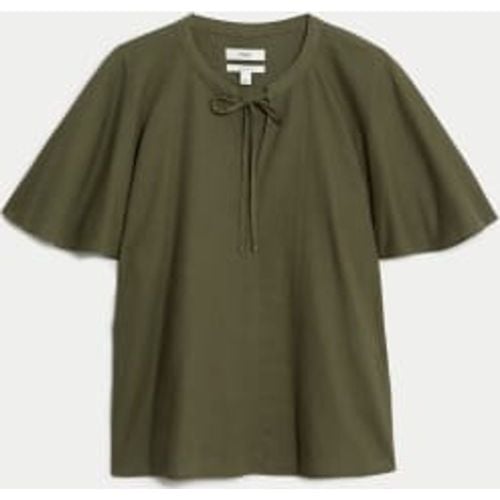 Womens Linen Rich Tie Neck Angel Sleeve Blouse - - M&S Collection - Modalova