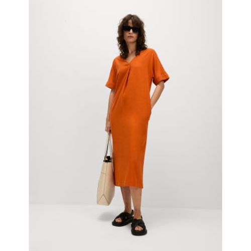 Womens Linen Rich V-Neck Midi T-Shirt Dress - - M&S Collection - Modalova