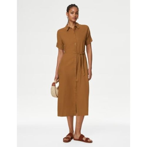 Womens Linen Rich Button Through Midi Shirt Dress - - M&S Collection - Modalova