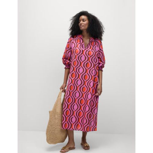 Womens Pure Cotton V-Neck Midaxi Kaftan Beach Dress - - M&S Collection - Modalova