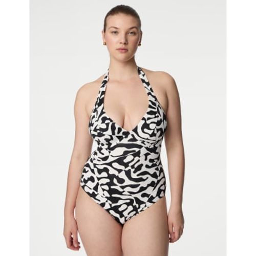 Womens Tummy Control Printed Wired Plunge Swimsuit D-GG - - M&S Collection - Modalova