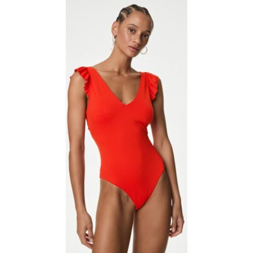 Womens Padded Ruffle Plunge V-Neck Swimsuit - - M&S Collection - Modalova