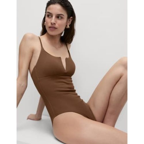 Womens 360 Tummy Control Ribbed V-Front Swimsuit - - M&S Collection - Modalova