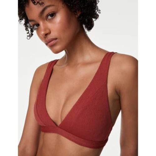 Womens Textured Padded Plunge V-Neck Bikini Top - - M&S Collection - Modalova