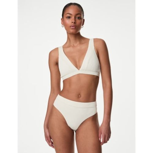 Womens Textured High Waisted High Leg Bikini Bottoms - - M&S Collection - Modalova