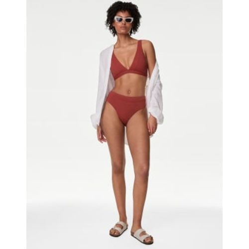 Womens Textured High Waisted High Leg Bikini Bottoms - - M&S Collection - Modalova