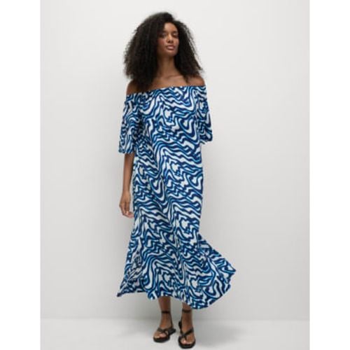 Womens Pure Cotton Printed Bardot Beach Dress - - M&S Collection - Modalova