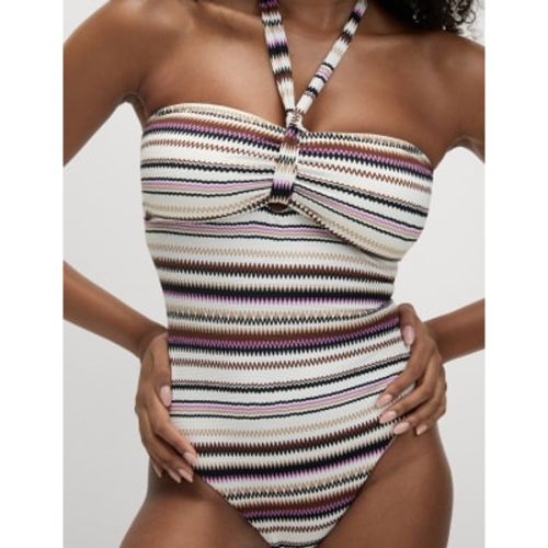 Womens Tummy Control Textured Striped Halterneck Swimsuit - - M&S Collection - Modalova