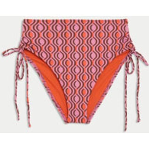 Womens Printed Drawstring High Waisted Bikini Bottoms - - M&S Collection - Modalova