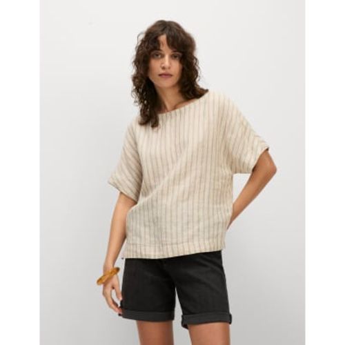 Womens Pure Linen Striped Relaxed T-Shirt - - M&S Collection - Modalova