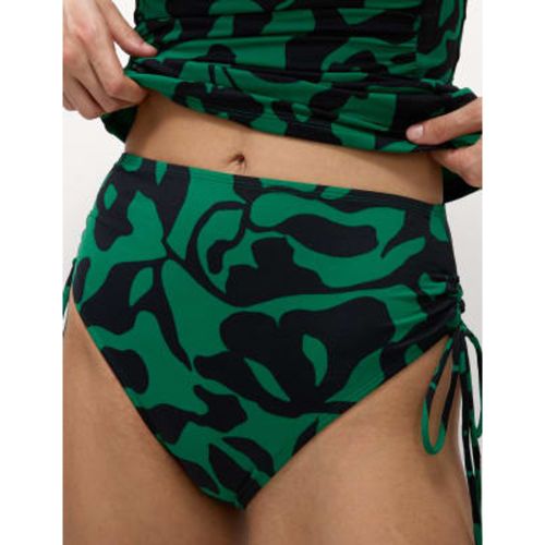 Womens Printed Drawstring High Waisted Bikini Bottoms - - M&S Collection - Modalova