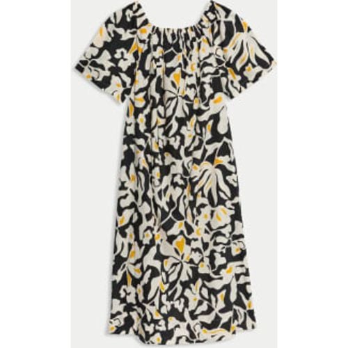 Womens Pure Cotton Printed Bardot Midaxi Dress - - M&S Collection - Modalova