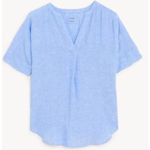 Womens Pure Linen Short Sleeve Popover Blouse - - M&S Collection - Modalova