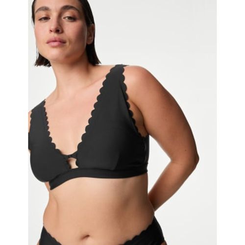 Womens Neoprene Padded Scallop Plunge Bikini Top - - M&S Collection - Modalova