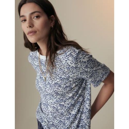 Womens Linen Blend Printed T-Shirt - - Per Una - Modalova