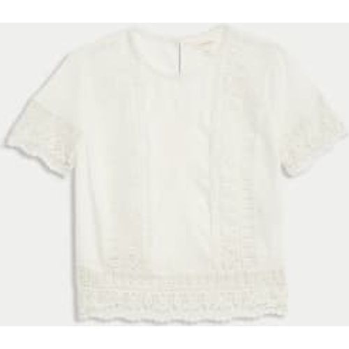 Womens Linen Rich Embroidered Lace Detail Blouse - - Per Una - Modalova