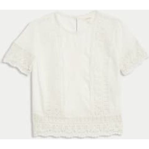 Womens Linen Rich Embroidered Lace Detail Blouse - - Per Una - Modalova