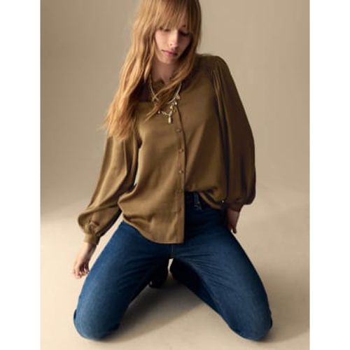 Womens Satin Collarless Button Through Blouse - - Per Una - Modalova