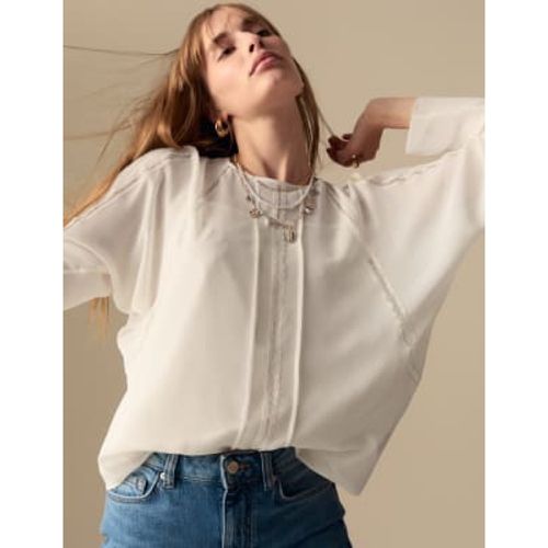 Womens Round Neck Lace Insert Blouse - - Per Una - Modalova