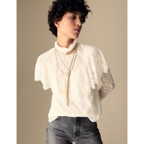 Womens Lace High Neck Blouse - - Per Una - Modalova