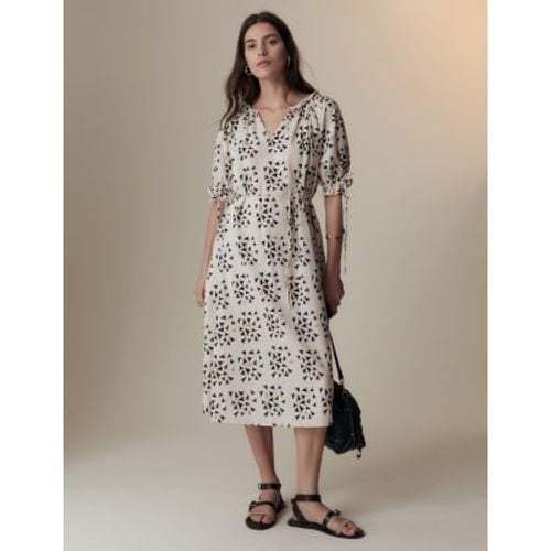 Womens Linen Rich Geometric Notch Neck Smock Dress - - Per Una - Modalova