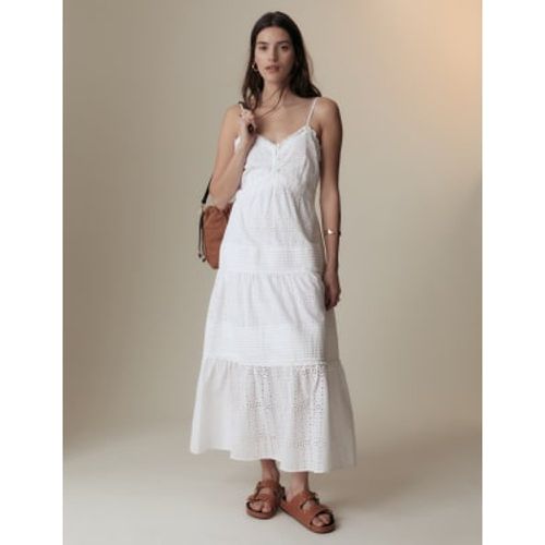 Womens Pure Cotton Broderie Strappy Midaxi Tiered Dress - - Per Una - Modalova