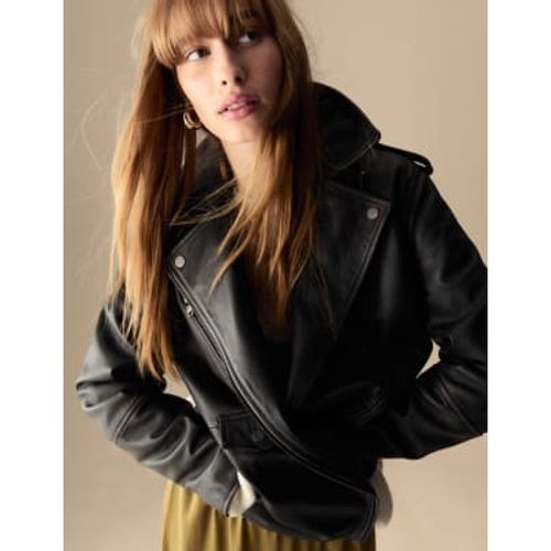 Womens Leather Longline Girlfriend Biker Jacket - - Per Una - Modalova