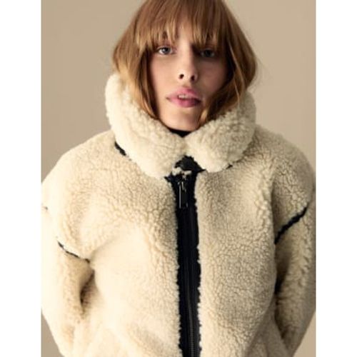 Womens Borg Faux Shearling Aviator Jacket - - Per Una - Modalova