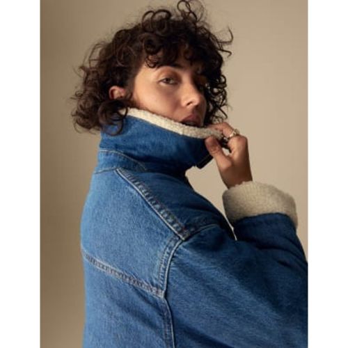 Womens Denim Borg Collared Jacket - - Per Una - Modalova