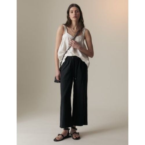 Womens Linen Blend Wide Leg Cropped Trousers - - Per Una - Modalova