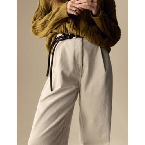 Womens Cord Pleat Front Relaxed Trousers with Modal - - Per Una - Modalova