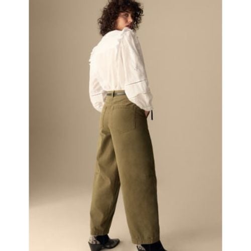 Womens Pure Cotton Seam Detail Barrel Leg Trousers - - Per Una - Modalova