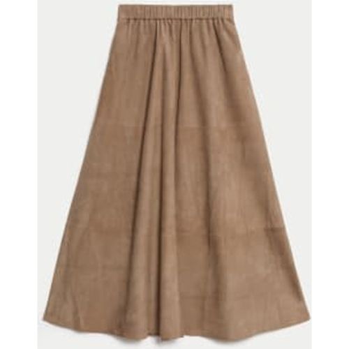 Womens Suede Pleated Midi Skirt - - Per Una - Modalova