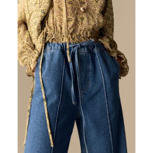 Womens Lyocell Blend Pintuck Wide Leg Jeans - Per Una - Modalova