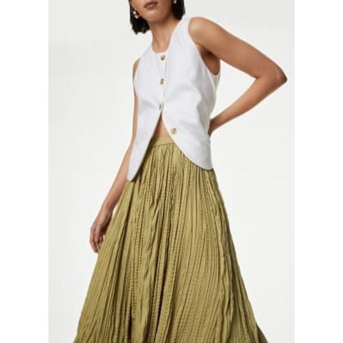 Womens Textured Pleated Midi Skirt - - M&S Collection - Modalova