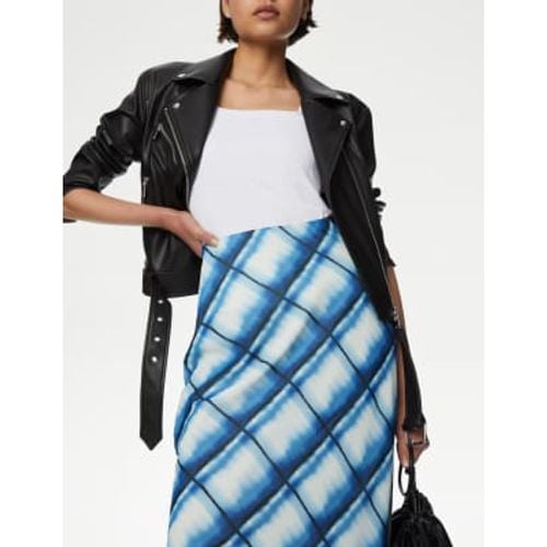 Womens Checked Midi Column Slip Skirt - - M&S Collection - Modalova