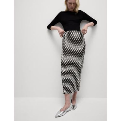 Womens Geometric Print Plissé Midaxi Slip Skirt - - M&S Collection - Modalova