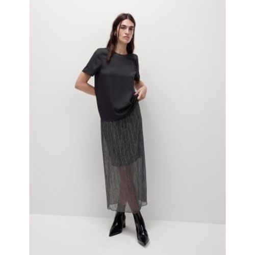 Womens Plisse Metallic Maxi Column Skirt - - M&S Collection - Modalova