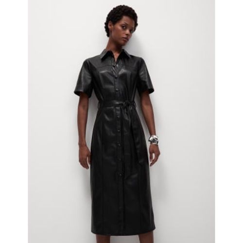 Womens Faux Leather Belted Midaxi Shirt Dress - - M&S Collection - Modalova