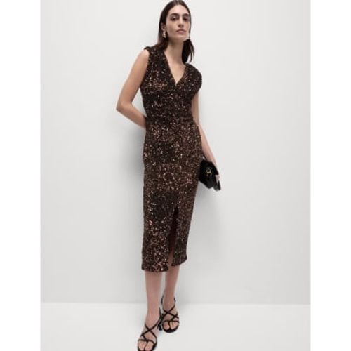 Womens Sequin V-Neck Midi Column Dress - - M&S Collection - Modalova