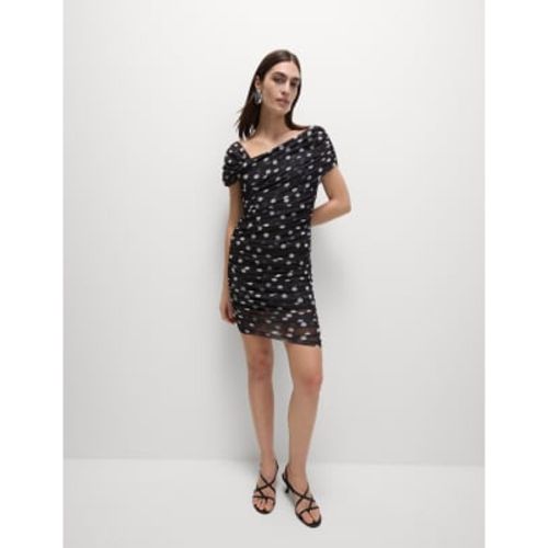 Womens Spot Print Ruched Mini Bodycon Dress - - M&S Collection - Modalova