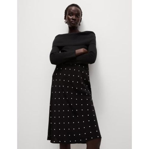 Womens Polka Dot Knee Length Slip Skirt - - M&S Collection - Modalova