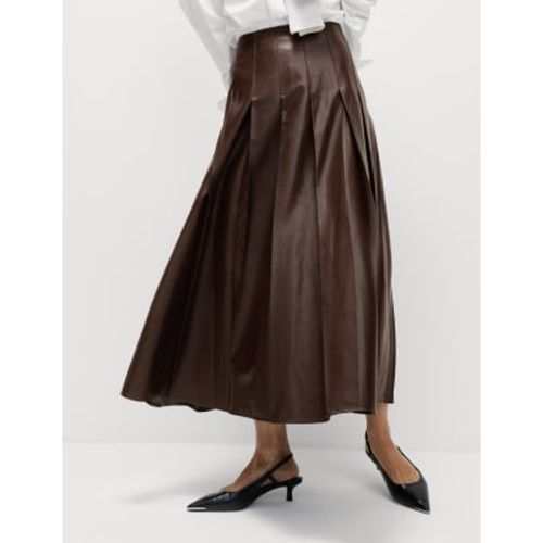 Womens Leather Look Pleated Midaxi A-Line Skirt - - M&S Collection - Modalova