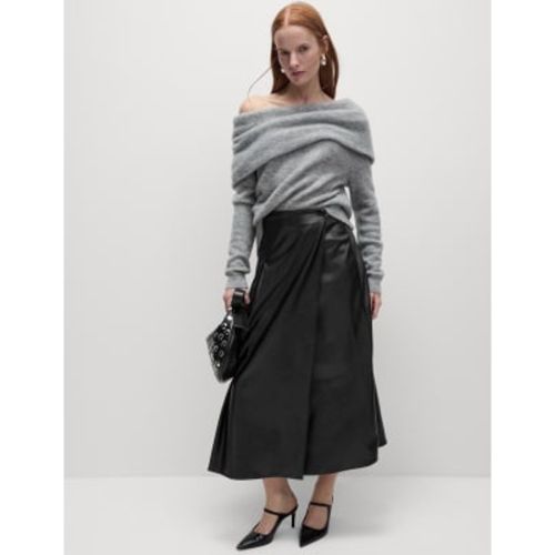 Womens Leather Look Pleated Midaxi Wrap Skirt - - M&S Collection - Modalova